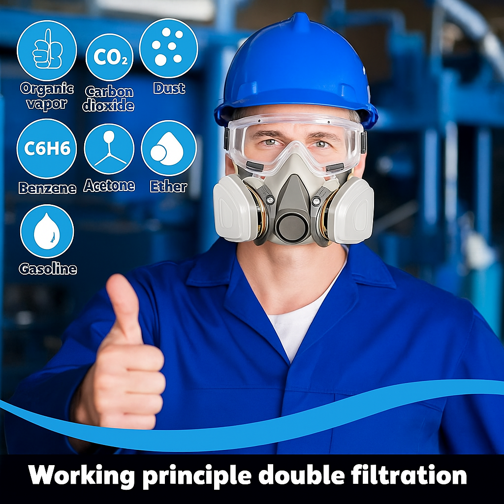 SpraySafe™ Respirator Kit – Pro Grade Dual Filter + Goggles