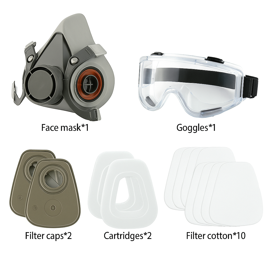 SpraySafe™ Respirator Kit – Pro Grade Dual Filter + Goggles